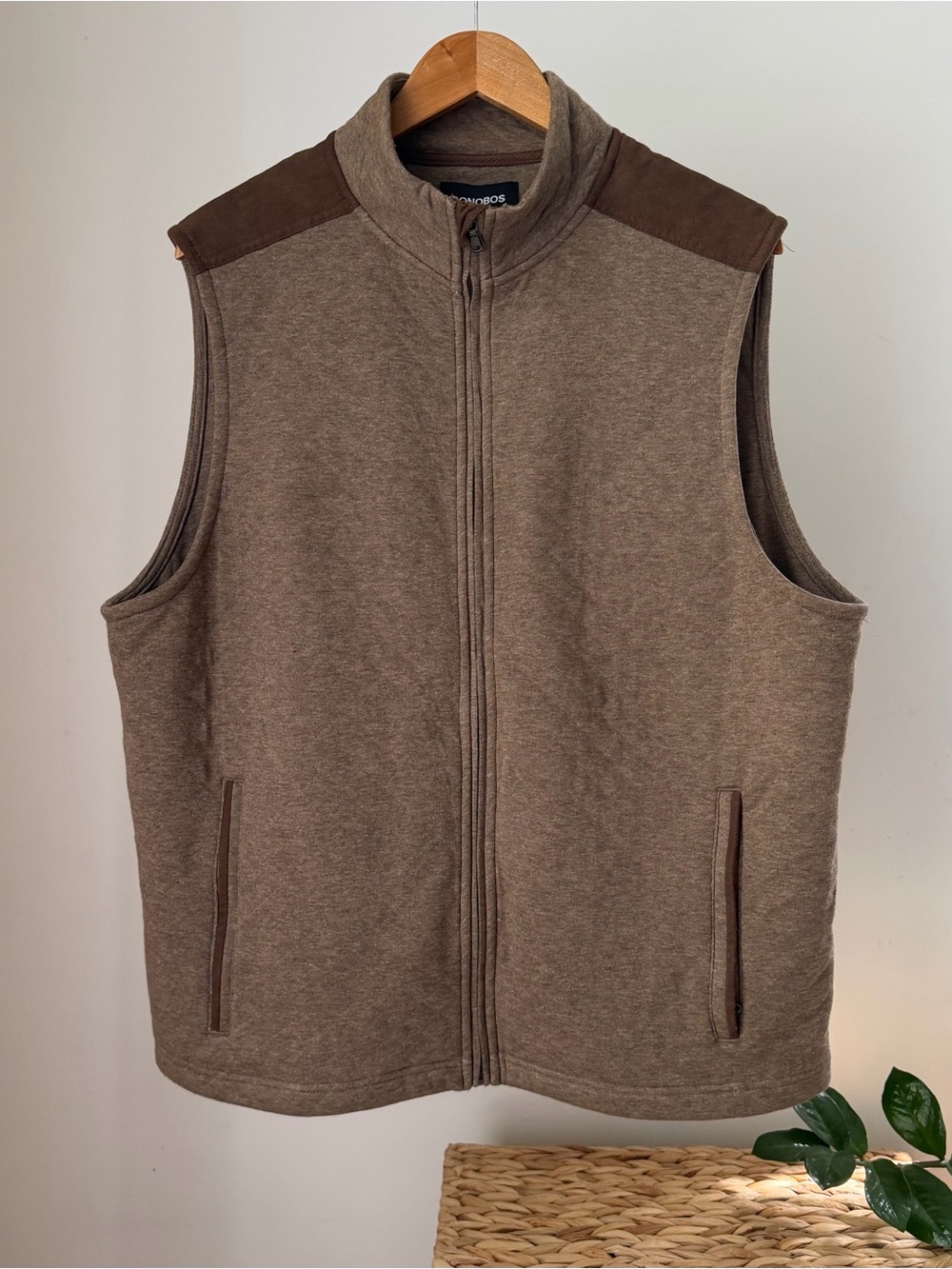 Mens BONOBOS Brown Quilted Lightweight Full-Zip Midtown Vest Jacket Size Large L